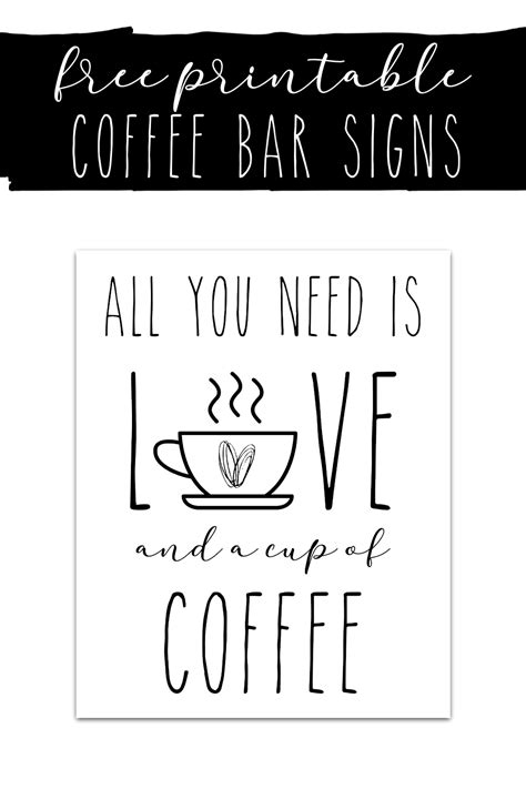 Printable Coffee Bar Signs